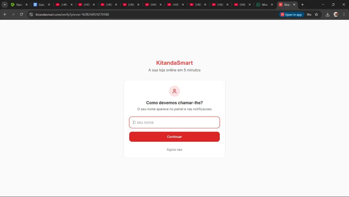 Tela 'Como devemos chamar-lhe?' para introduzir o nome do utilizador